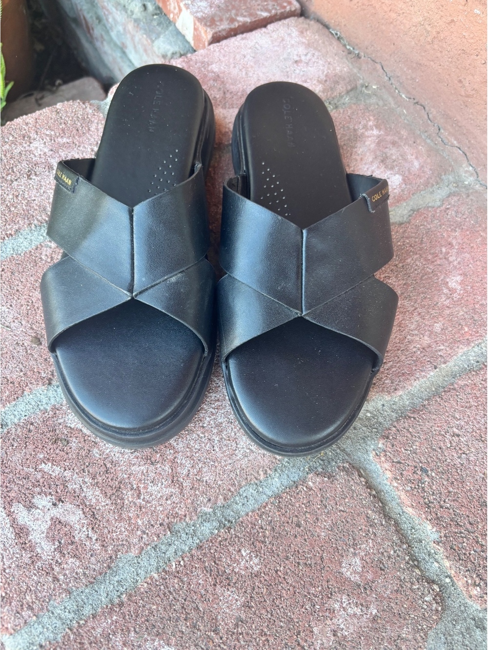 Cole Haan Black Leather Slide Sandals Size 7.5B